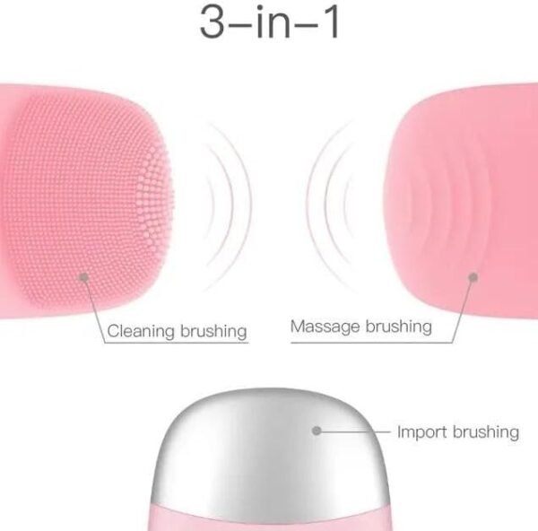 3-in-1 Sonic Vibration Silicone Facial Cleanser & Massager Pink