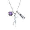 Personalized Gymnastics Necklace with Name Engraved & Birthstone Charm, Custom Gymnastics Jewelry - Gymnast Necklace For Gymnast