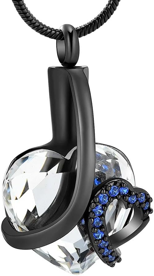 Customized Urn Necklace Heart Pendant Stainless Steel for Pet Dog Ashes with Love Diamond Gift to Women Memorial Keepsake-L