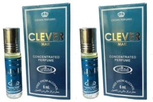 Clever Man Concentrated Perfume Oil 6ml (Pack of 2) | Smart, Modern Attar with Fresh, Woody & Spicy Notes | Long Lasting Alcohol-Free Roll-On for Men
