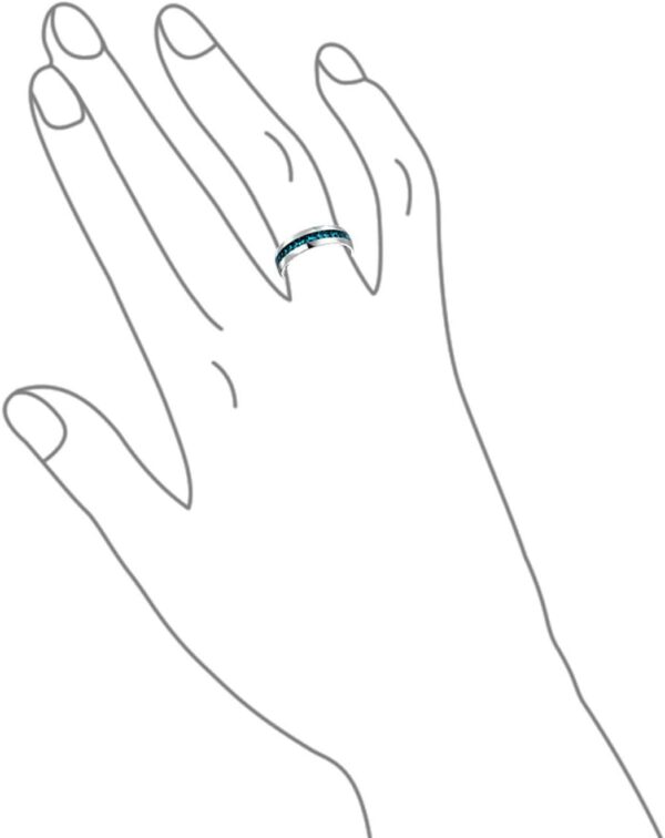 Bling Jewelry Customize Channel Set Crystal Eternity Band Ring Unisex Silver Toned Stainless Steel Birthstone Month Colors 6mm Sizes 5-12