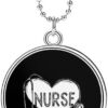 Nurse Stethoscope Love Heart Car Hanging Ornament Pendant Rear View Mirror Accessories Interior Decor Silver-Style
