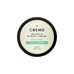 Cremo Beard & Scruff Cream, Wild Mint, 4 Ounce (Pack of 1) - Soothe Beard Itch, Condition and Offer Light-Hold Styling for Stubble and Scruff (Product Packaging May Vary)