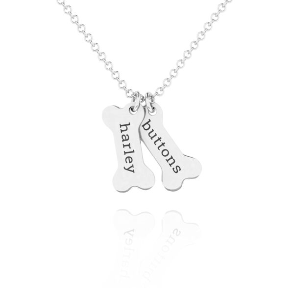 Custom Dog Bone Memorial Necklace - Memorial Necklace With Personalized Names For Dog Lovers - Pet Jewelry Puppy Animal Pendant