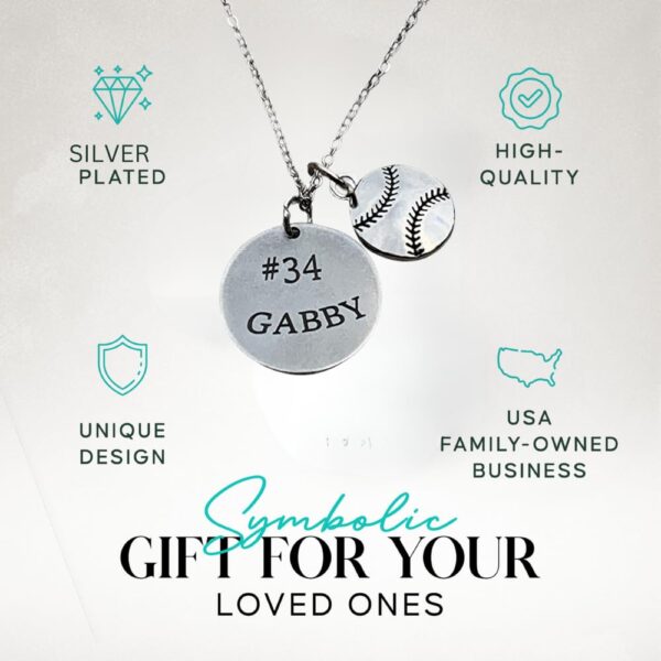 Personalized Engraved Softball Necklace with Name & Number, Custom Softball Gift, Softball Pendent Jewelry, Softball Players & Team Gifts