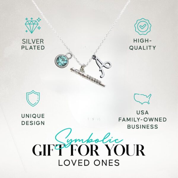 Flute Necklace, Personalized Flute Charm Necklace with Birthstone & Letter Charm, Music Pendant Necklace, Flute Jewelry for Women, Teens, Youth