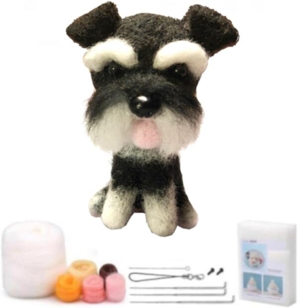  YJIUYUANQ 1 Sets Lovely Dog Pendant Craft Wool Felting Kit for Beginners - Felt Animal Pendant kit