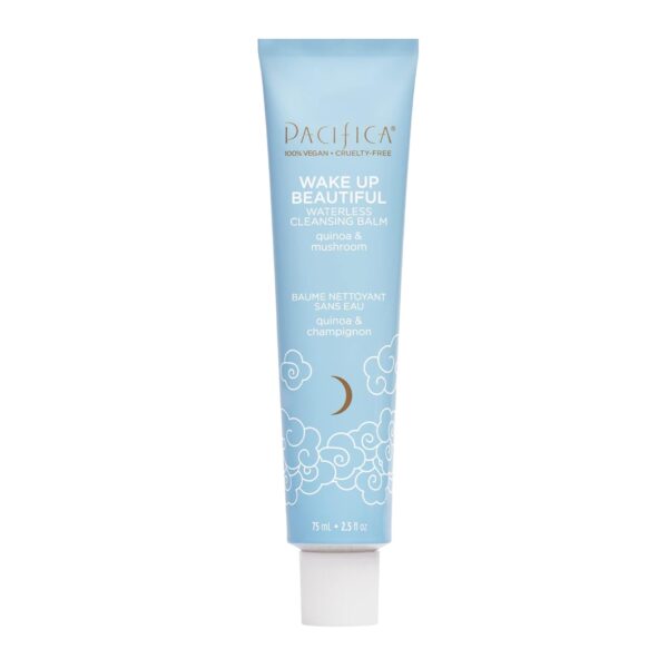 Pacifica Wake Up Beautiful Cleansing Balm & Makeup Remover - 2-in-1 Waterless Face Cleanser for Dry & Sensitive Skin, Hydrating No-Rinse Balm Dissolves Stubborn Makeup, 2.5oz