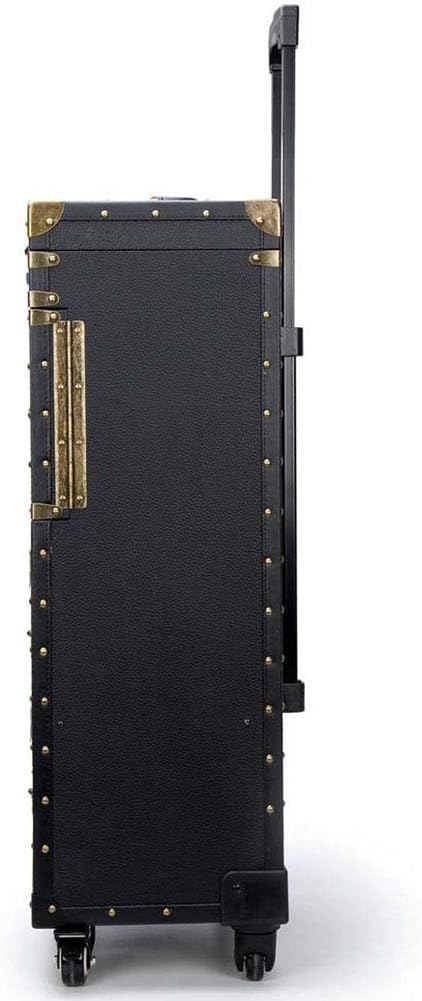 Rolling Lockable Makeup Train Case Hairdressing Trolley Stylist Beauty Salon Cosmetic Luggage Travel Organizer Tool Box with Hair Dryer Holder