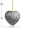 Christmas Ceramic Heart Pendant Decoration for Tree Hanging in Festive Season Shiny Silver Glitter Prints