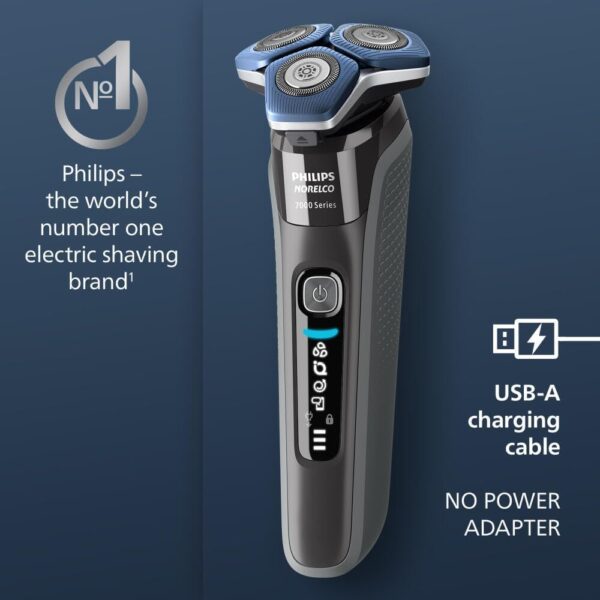 Philips Norelco Shaver 7300, Rechargeable Wet & Dry Electric Shaver with SenseIQ Technology, Pop-up Trimmer, Charging Stand, Click-on Nose Trimmer, & Travel Case, S7887/92
