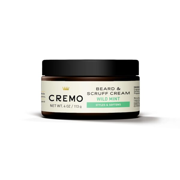 Cremo Beard & Scruff Cream, Wild Mint, 4 Ounce (Pack of 1) - Soothe Beard Itch, Condition and Offer Light-Hold Styling for Stubble and Scruff (Product Packaging May Vary)