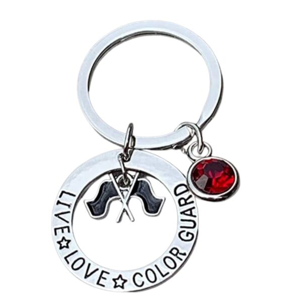 Personalized Color Guard Live Love Birthstone Keychain, Color Guard Jewelry- Color Guard Gifts Teens and Girls