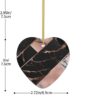 Christmas Ceramic Heart Pendant Decoration for Tree Hanging in Festive Season Black Rose Gold Marble Prints