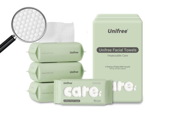 Unifree Towel l Disposable Dry Wipes l Facial Towels l 4 -pack Value Pack, 240 Count Towel,Absorbent,Reusable, Soft, Comfort Skincare