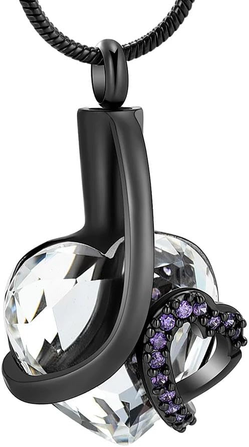 Customized Urn Necklace Heart Pendant Stainless Steel for Pet Dog Ashes with Love Diamond Gift to Women Memorial Keepsake-M