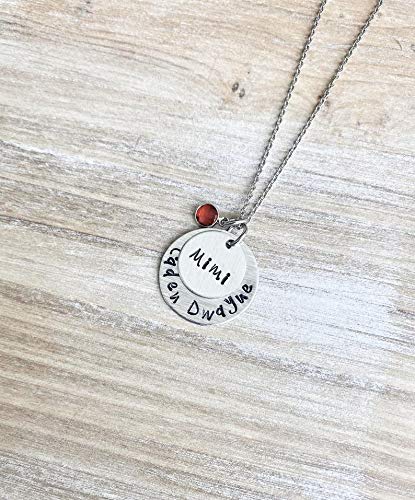 Mimi Necklace Grandchild Necklace Personalized Necklace Personalized Jewelry Handstamped Necklace Birthstone Necklace