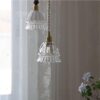 Mid-Century Modern Glass Pendant Light Vintage Style Bell Shaped Hanging Lamp Brass Finish Decorative Chandelier Lighting Fixture E26/27 Base for Kitchen Island Dining Room Cafe Bar Restaurant(Clear)