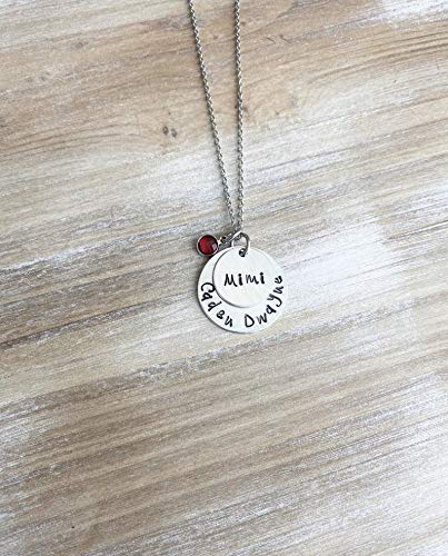 Mimi Necklace Grandchild Necklace Personalized Necklace Personalized Jewelry Handstamped Necklace Birthstone Necklace