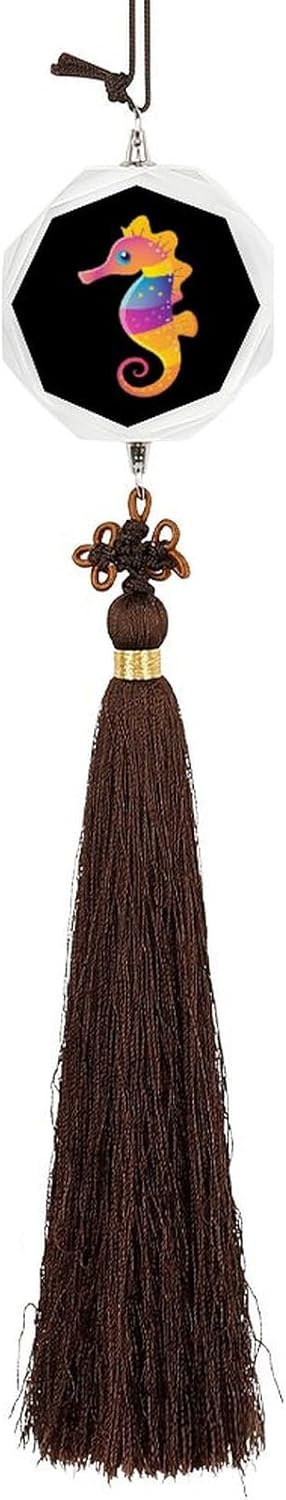 Seahorse Ocean Animal Colorful Car Pendant Crystal Car Rearview Mirror Charms Hanging Ornaments Hexagon