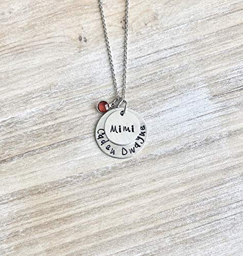 Mimi Necklace Grandchild Necklace Personalized Necklace Personalized Jewelry Handstamped Necklace Birthstone Necklace