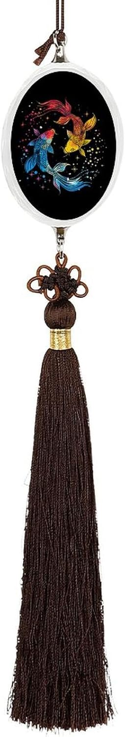 Pisces Zodiac Constellation Car Hanging Ornaments Crystal Rearview Mirror Swing Pendant Accessories Ellipse