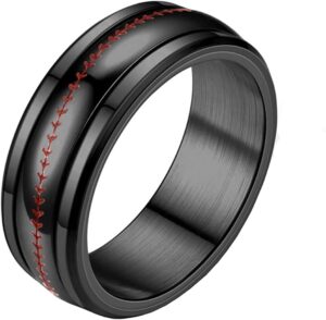 PAURO Men's Stainless Steel Fashion Sport Ball Pattern Design Anxiety Ring Spinner Cool Jewelry Multil Colors