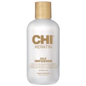 CHI Keratin Silk Infusion, Hydrating Hair Serum For Restoring Softness & Shine, Helps Dry, Damaged Hair, Sulfate-free, 6 Oz