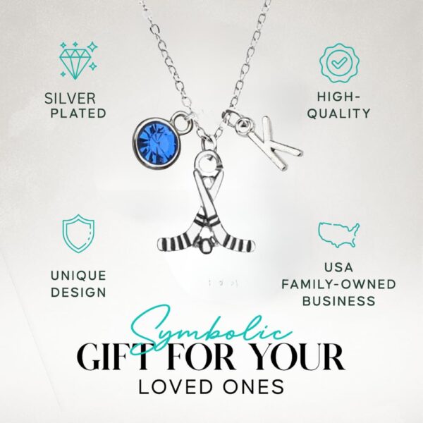 Personalized Hockey Necklace with Letter Charm, Hockey Jewelry, Hockey Gifts, Ice Hockey Charm Necklace, for Women, Teen & Girl Hockey Players