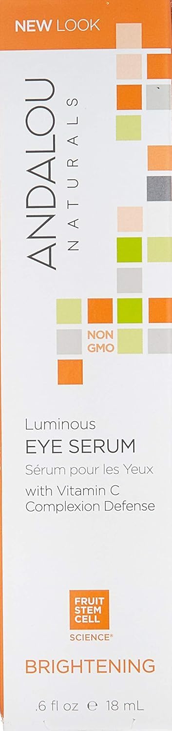 Andalou Naturals Luminous Eye Serum, Illuminating Eye Cream for Dark Circles and Puffiness, Vitamin C, Caffeine & Goji Glycopeptides for a Rejuvenated, Refreshed, Tighter Appearance, 0.6 Ounce