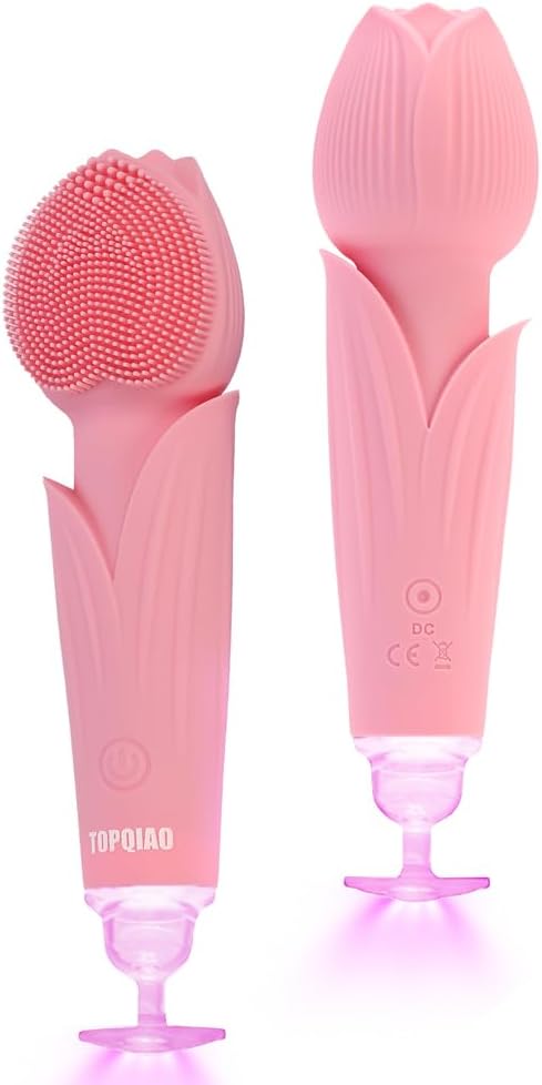 Facial Sonic Cleansing Brush, Rechargeable Waterproof Exfoliating Makeup Remover Massage Electric Cleansing Instrument, Men's and Women's Facial Wash - Pink