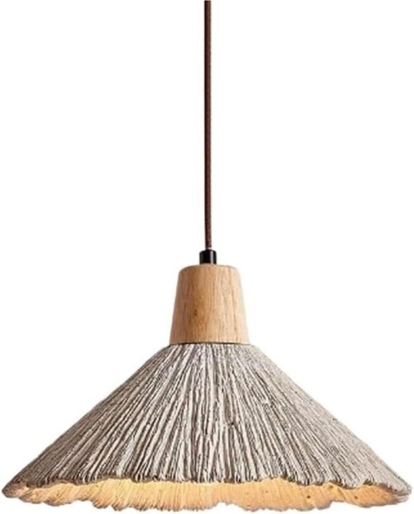 Farmhouse Style Cone Concrete Pendant Light Solid Wood Retro Cement Vintage Hanging Lamp Rustic Indoor Chandelier Lighting E26/27 Base for Kitchen Island Dining Room Living Room Cafe Restaurant