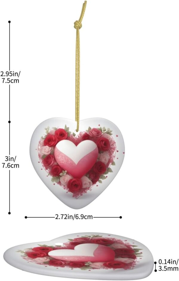 Christmas Ceramic Heart Pendant Decoration for Tree Hanging in Festive Season Romantic Heart Prints