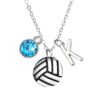 Personalized Love Volleyball Necklace with Birthstone and Initial Charm, Gifts for Players and Girls Volleyball Accessories, Gift For Players and Teams