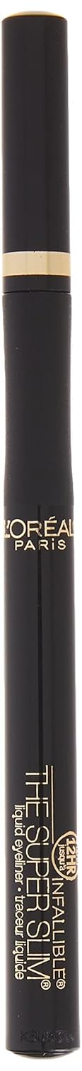 L'Oreal Paris Makeup Infallible Super Slim Long-Lasting Liquid Eyeliner, Ultra-Fine Felt Tip, Quick Drying Formula, Glides on Smoothly, Black, Pack of 1