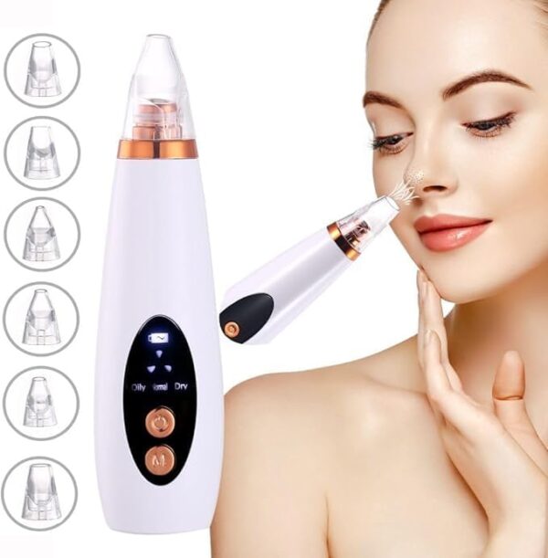 Electric Blackhead Remover Vacuum – Rechargeable Pore Cleaner with 6 Tips for Deep Cleansing & Anti-Aging Skincare