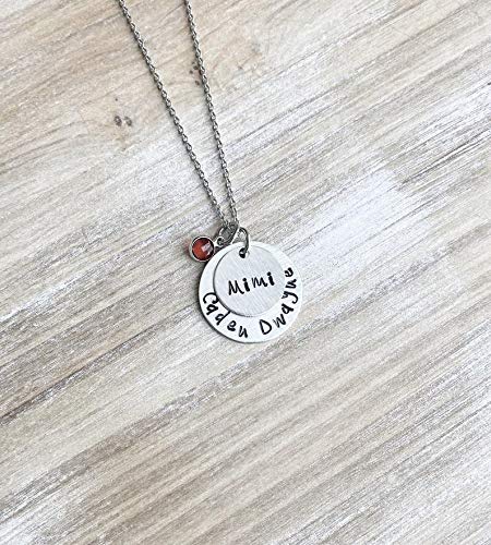 Mimi Necklace Grandchild Necklace Personalized Necklace Personalized Jewelry Handstamped Necklace Birthstone Necklace