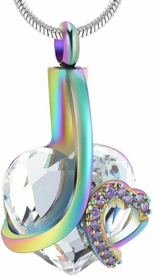 Customized Urn Necklace Heart Pendant Stainless Steel for Pet Dog Ashes with Love Diamond Gift to Women Memorial Keepsake-K