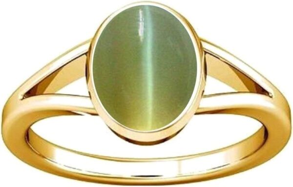 Divya Shakti 10.25-10.50 Carat Cat's eye Lehsuniya Gemstone Panchdhatu Ring For Men and Women