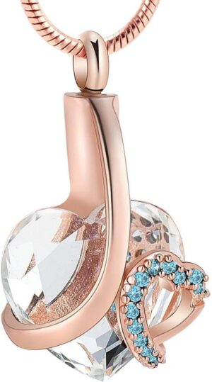 Customized Urn Necklace Heart Pendant Stainless Steel for Pet Dog Ashes with Love Diamond Gift to Women Memorial Keepsake-D