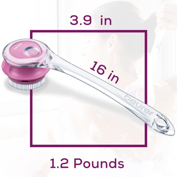 Beurer FC55 Electric Body Scrubber for Exfoliating and Massage, Waterproof for Showering, Cordless and Rechargeable, Spinning Skin Cleansing Brush with 2 Attachments