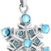 Memorial Urn Necklace Snowflake Pendant with Crystal Pet Dog Ashes Holder Stainless Steel for Woman Cremation Jewelry-C