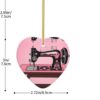 Christmas Ceramic Heart Pendant Decoration for Tree Hanging in Festive Season Vintage Pink Sewing Machine Prints