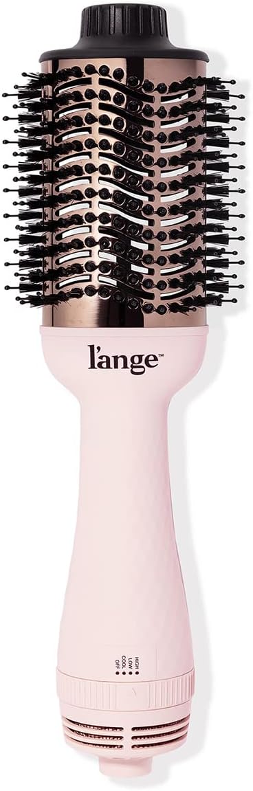 L'ANGE HAIR Le Volume 2-in-1 Titanium Blow Dryer Brush | Hot Air Brush in One with Oval Barrel | Hair Styler for Smooth, Frizz-Free Results for All Hair Types (Blush - 75 mm)