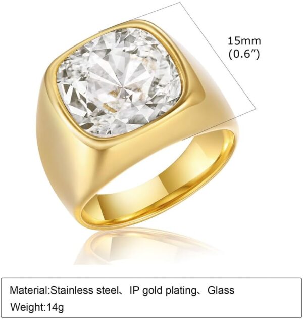 Dainty Square Agate Gemstone Ring Stainless Steel Sparkle Cubic Zirconia Band Rings for Women