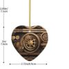 Christmas Ceramic Heart Pendant Decoration for Tree Hanging in Festive Season Gold Mechanical Gear Prints