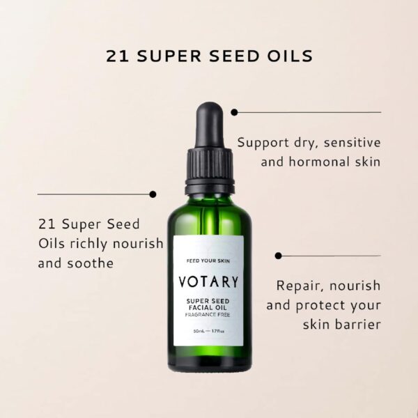 Super Seed Facial Oil | Anti Aging Face Serum Drops For Dryness, Redness, Elasticity Soothes & Nourishes Skin For Alluring Youthful Look Hydrate & Enrich Skin Fragrance Free 1.7 Fl Oz