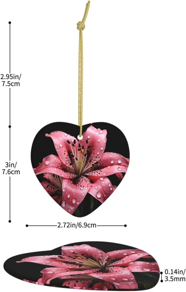Christmas Ceramic Heart Pendant Decoration for Tree Hanging in Festive Season Polka Dot Pink Flower Prints