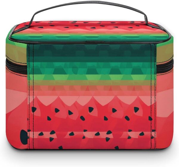Gradient Watermelon Makeup Bag, Cosmetic Organizer Case Large Portable Capacity Make Up Bags Women Travel Toiletry Bags with Handle And Divider