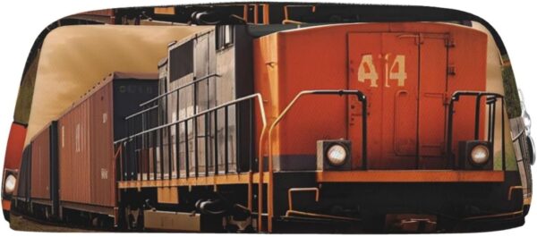 Pencil Case Freight Train Big Pencil Bag Portable Coin Pouch Aesthetic Cosmetic Bag Leather Makeup Bag